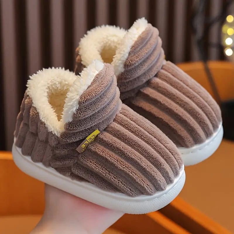 Lily Femme Chaussons – Pantoufles en Velours Côtelé avec Doublure Fourrure & Semelle Antidérapante