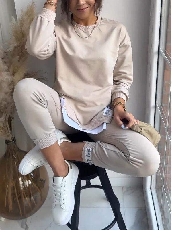 Aisha Ensemble Femme – Survêtement Confortable avec Haut à Manches Longues & Pantalon Ajusté