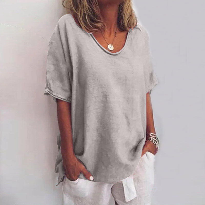 Ana Classic Women's Blouse – Loose-Fitting Blouse with Short Sleeves for a Casual Look