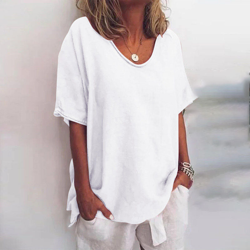 Ana Classic Women's Blouse – Loose-Fitting Blouse with Short Sleeves for a Casual Look