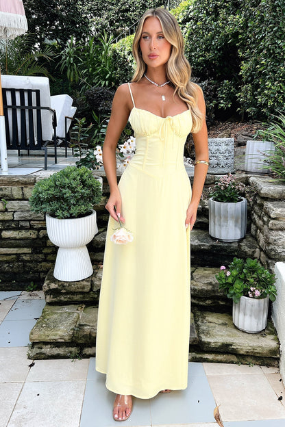 Mika Robe Longue Femme – Robe Maxi Élégante en Dentelle avec Dos Nu à Lacets & Coupe Ligne A