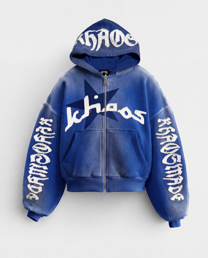 KHAÖS ZIP-UP HOODIE BLUE