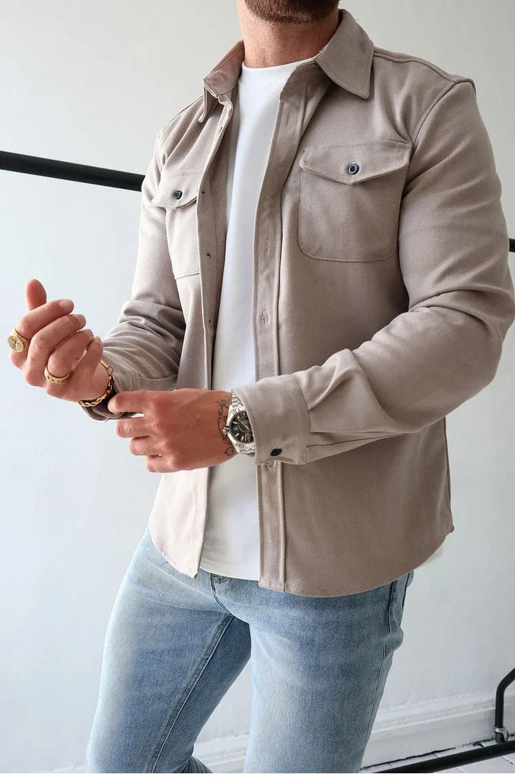William Men's Leather Jacket with Buttons – Timeless, Durable & Elegant Style