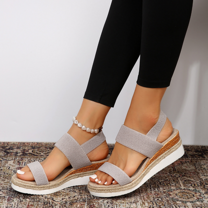 Anna Sandales à Plateau Femme – Brides Élastiques & Sandales d'Été Confortables au Look Stylé