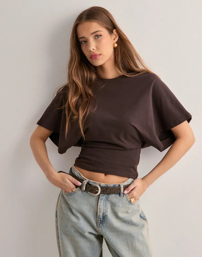 Isabelle Women's T-Shirt – Elegant T-Shirt with Flared Sleeves and Flattering Fitted Cut