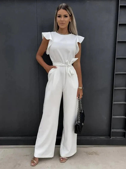 Combinaison Femme Avalon – Élégante Combinaison à Manches Courtes avec Ceinture & Poches Latérales à Fente