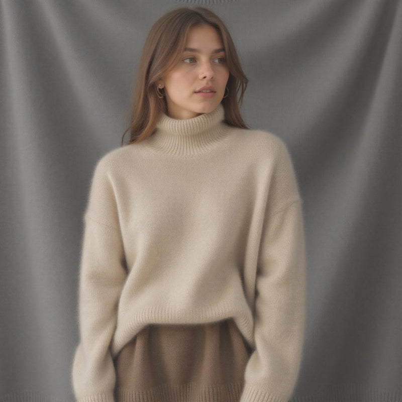 Sydney Women's Oversized Turtleneck Cashmere Sweater – Soft, Warm & Elegant