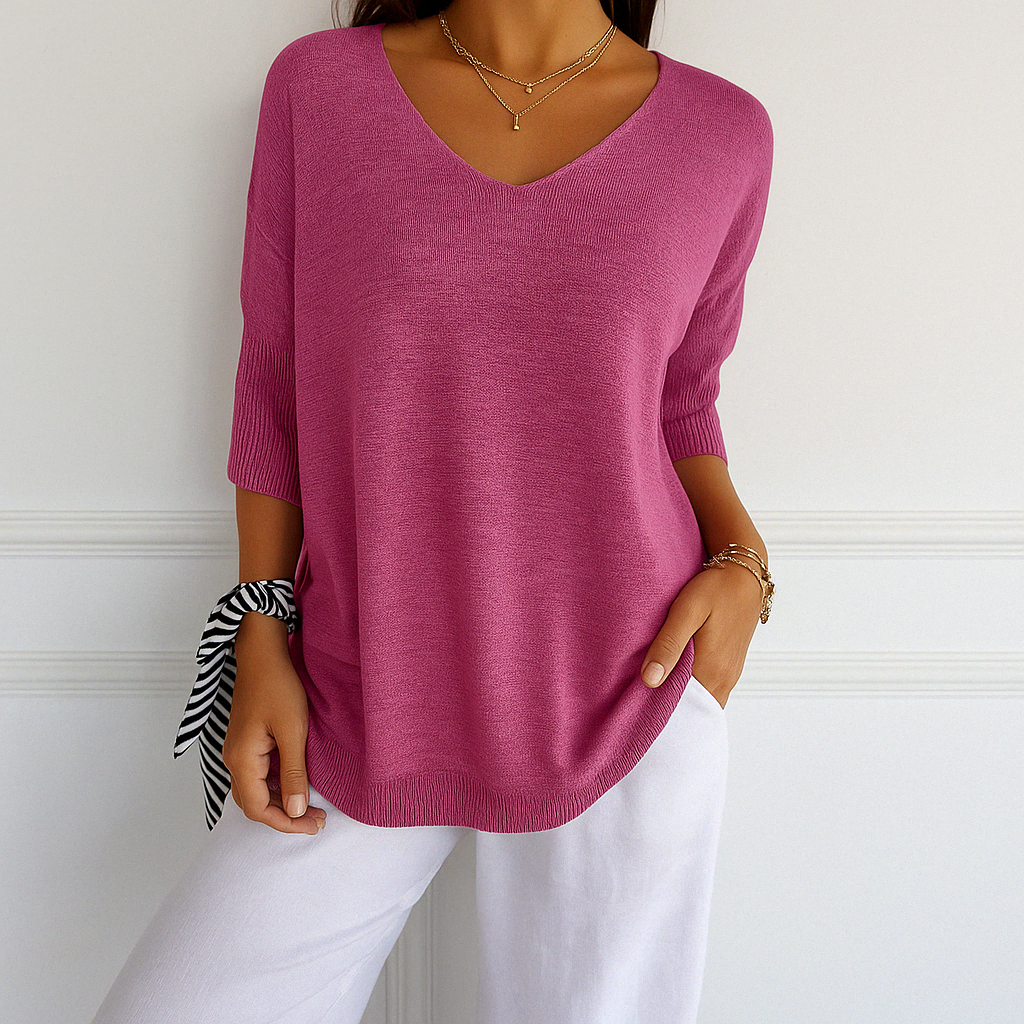 Coraline Pull Col V Femme – Maille Fine, Doux & Élégant pour un Style Raffiné