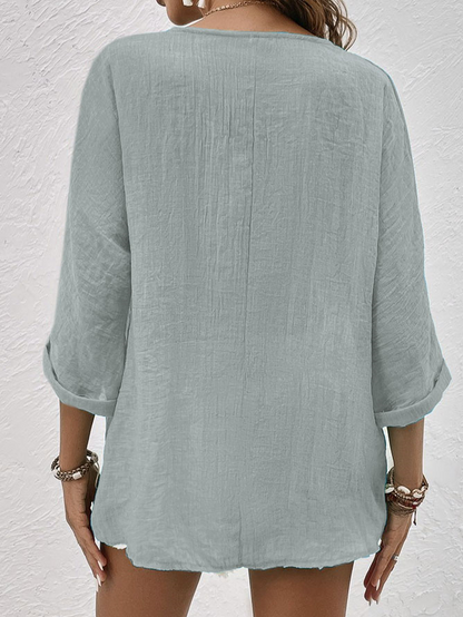 Blouse Femme Criza à Col V – Coupe Décontractée Légère avec Manches Courtes pour un Confort Quotidien