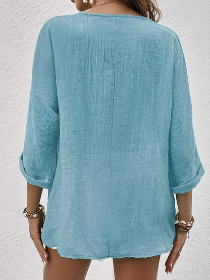 Blouse Femme Criza à Col V – Coupe Décontractée Légère avec Manches Courtes pour un Confort Quotidien