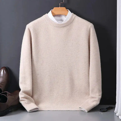 Richard Pull Homme Col Rond – Bleu Ciel Élégant & Confortable en Cachemire Laine Mélangée