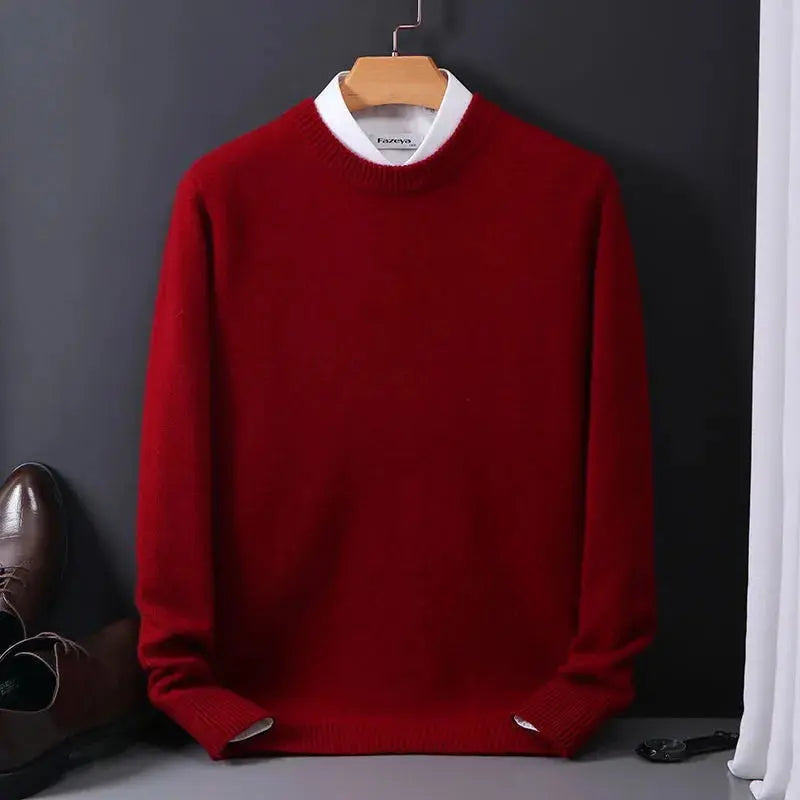 Richard Pull Homme Col Rond – Bleu Ciel Élégant & Confortable en Cachemire Laine Mélangée