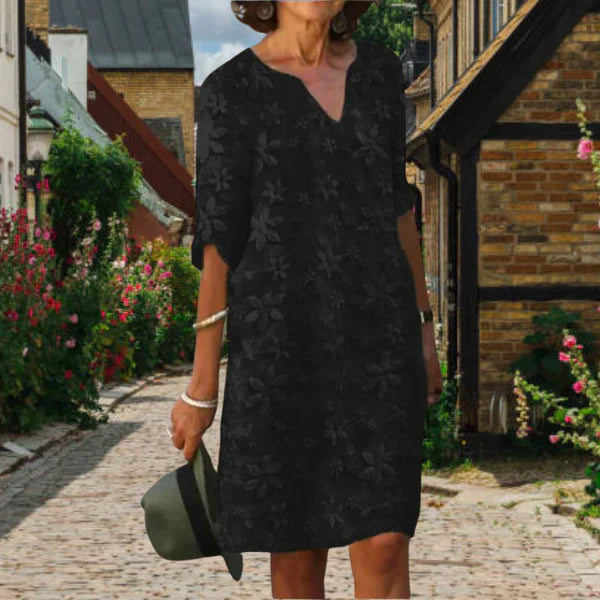 Maggie Robe Femme – Robe d’Été Élégante avec Col en V & Coupe Fluide pour Journées Ensoleillées