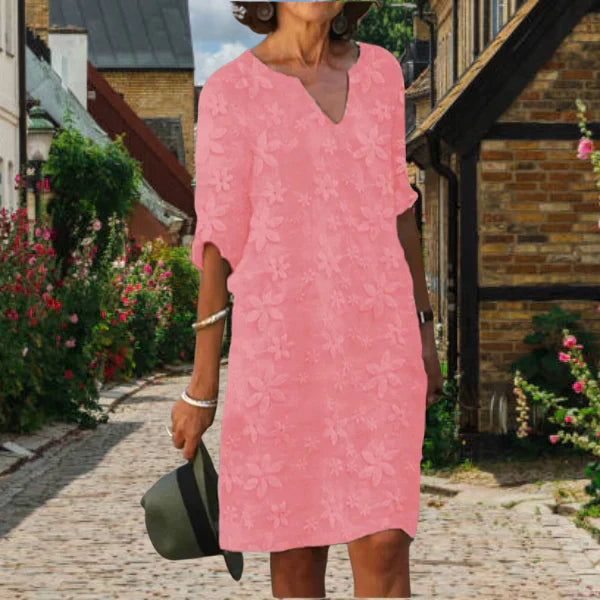 Maggie Robe Femme – Robe d’Été Élégante avec Col en V & Coupe Fluide pour Journées Ensoleillées