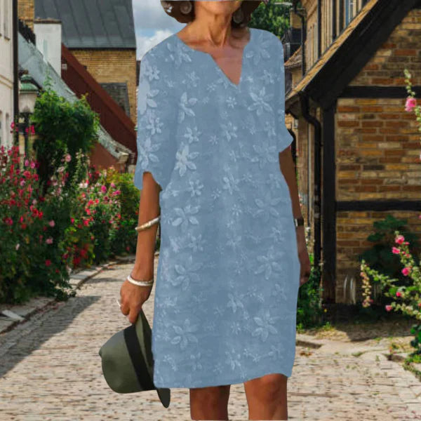 Maggie Robe Femme – Robe d’Été Élégante avec Col en V & Coupe Fluide pour Journées Ensoleillées