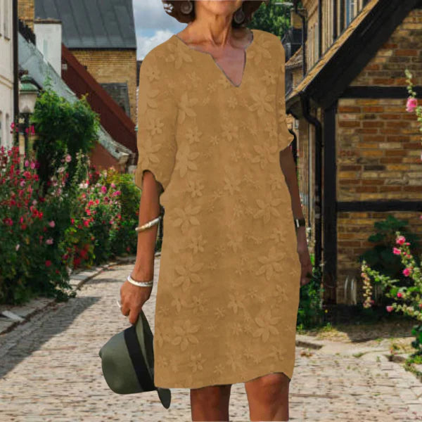 Maggie Robe Femme – Robe d’Été Élégante avec Col en V & Coupe Fluide pour Journées Ensoleillées