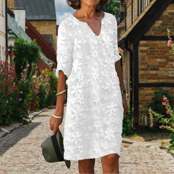 Maggie Robe Femme – Robe d’Été Élégante avec Col en V & Coupe Fluide pour Journées Ensoleillées