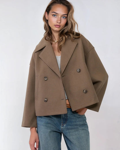 Vanessa Veste Femme – Veste Courte Croisée en Laine Élégante & Chaude pour l’Hiver