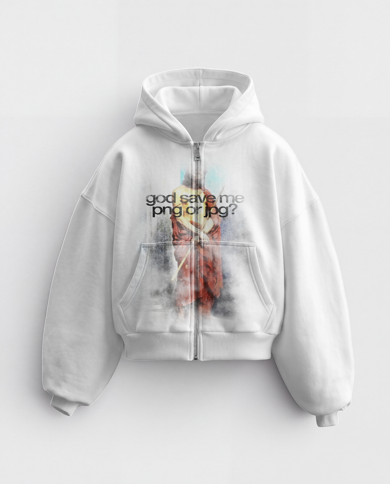 'SAVE ME' HEAVYWEIGHT BOXY ZIPUP HOODIE