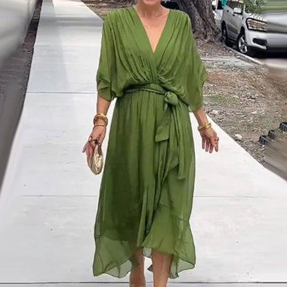 Robe Portefeuille Femme Aceline – Décolleté en V Profond et Ceinture à la Taille pour une Coupe Élégante et Flatteuse