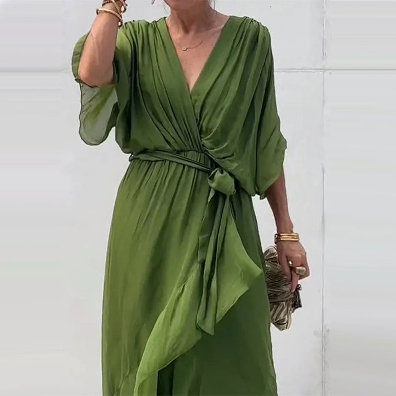 Robe Portefeuille Femme Aceline – Décolleté en V Profond et Ceinture à la Taille pour une Coupe Élégante et Flatteuse