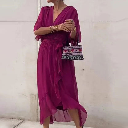 Robe Portefeuille Femme Aceline – Décolleté en V Profond et Ceinture à la Taille pour une Coupe Élégante et Flatteuse