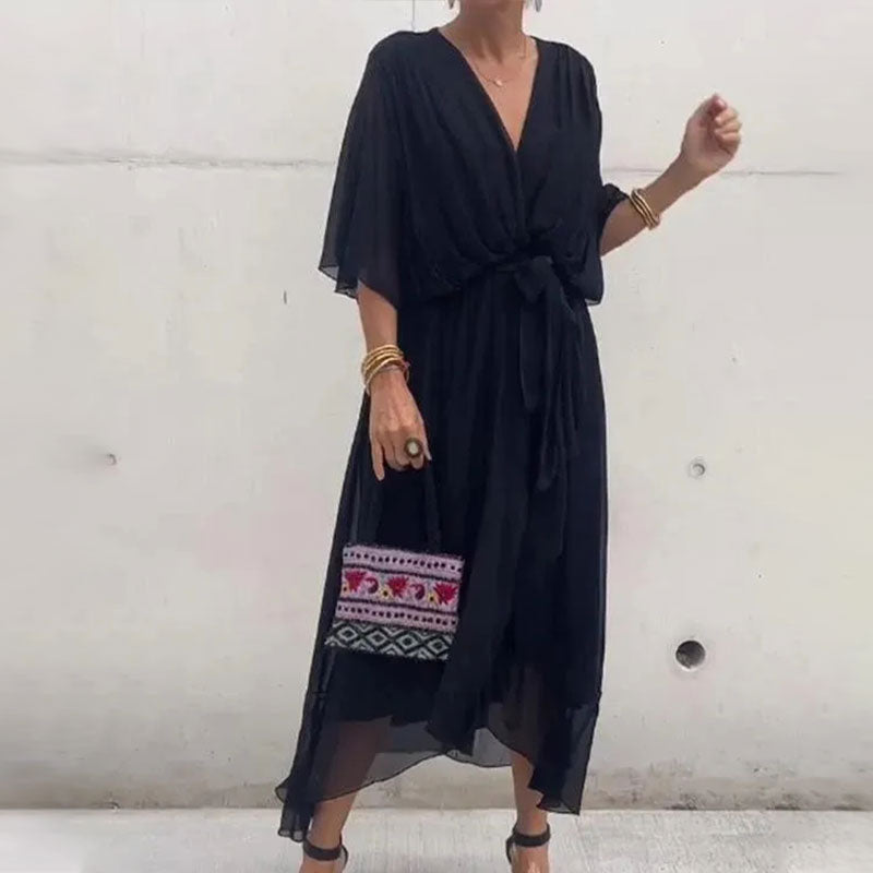 Robe Portefeuille Femme Aceline – Décolleté en V Profond et Ceinture à la Taille pour une Coupe Élégante et Flatteuse