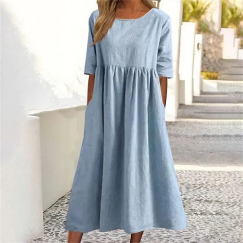 Noelle Robe d’Été Femme – Robe Midi Légère à Coupe Ample pour un Look Estival Décontracté