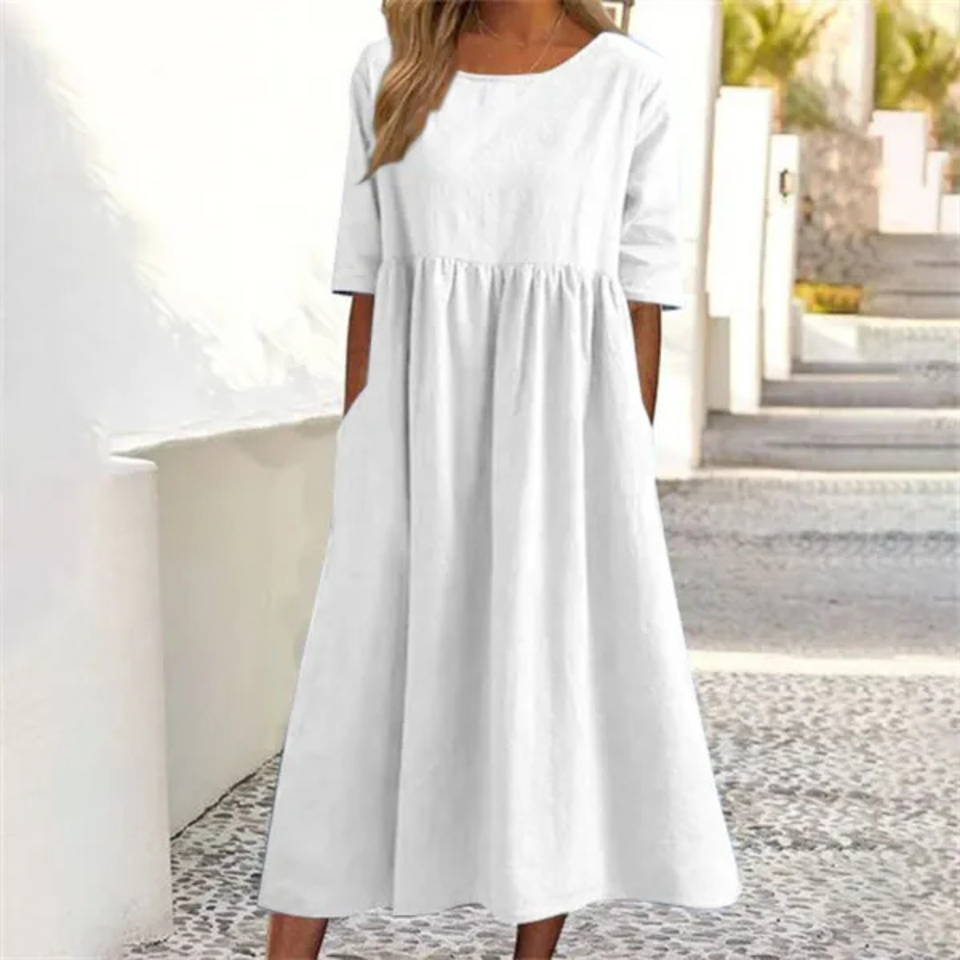 Noelle Robe d’Été Femme – Robe Midi Légère à Coupe Ample pour un Look Estival Décontracté