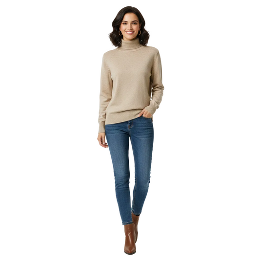 Léa Women's Turtleneck Sweater – Soft Cashmere Sweater with a Fitted and Elegant Cut