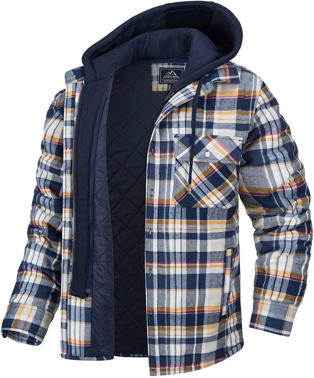 Jared Veste à Carreaux Homme – Doublure Chaude & Capuche pour un Look Tendance de Printemps