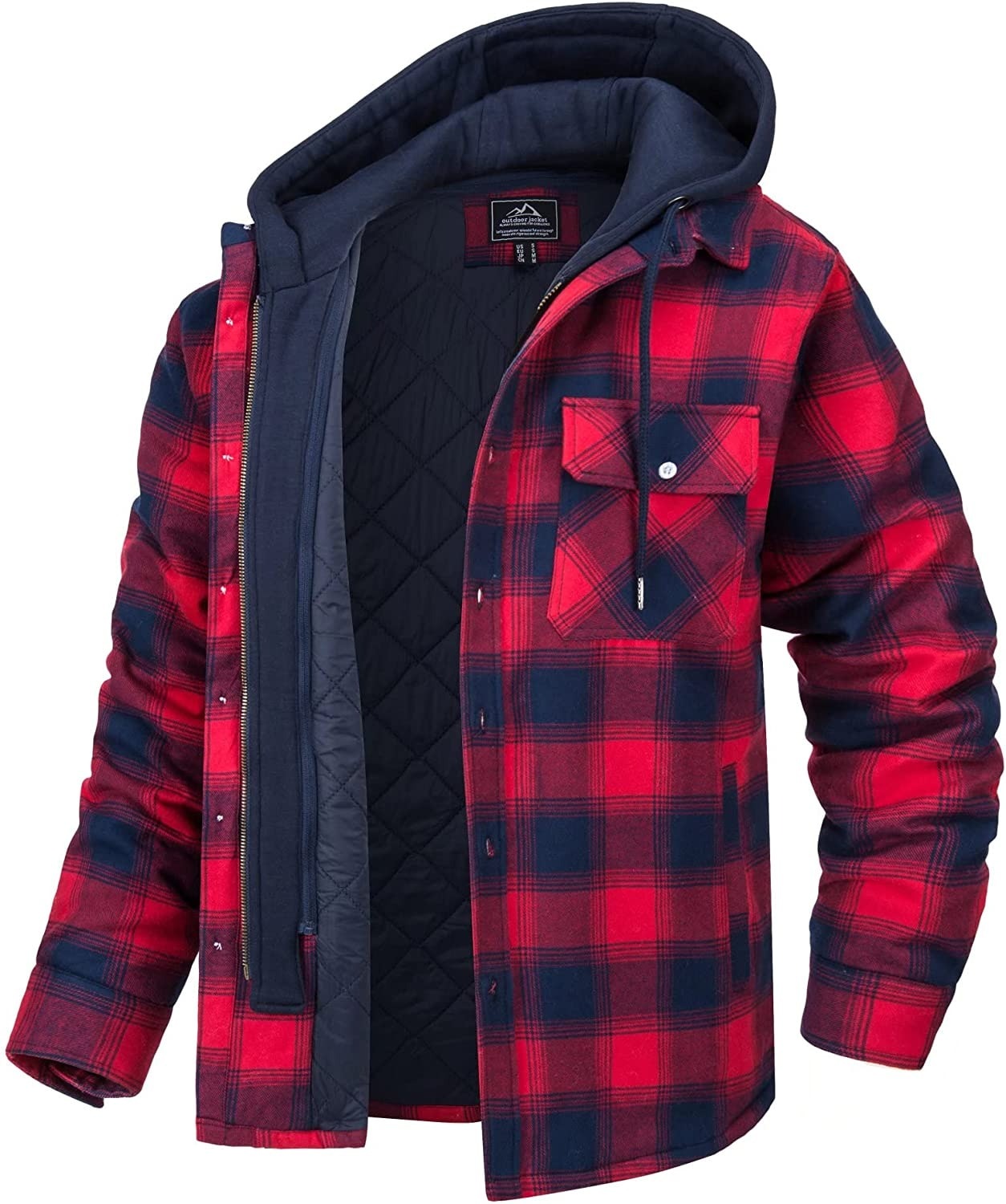 Jared Veste à Carreaux Homme – Doublure Chaude & Capuche pour un Look Tendance de Printemps