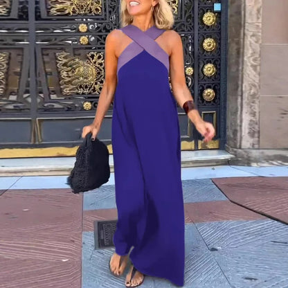 Sienna Robe Longue Femme – Élégante Robe d’Été à Bretelles Croisées & Coupe Décontractée