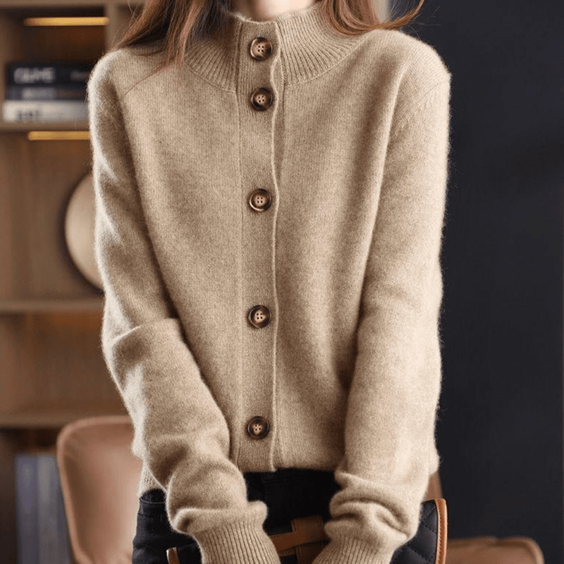 Marcy Women's Cardigan – Soft Knit with Collar, Elegant Button Closure & Comfortable Fit