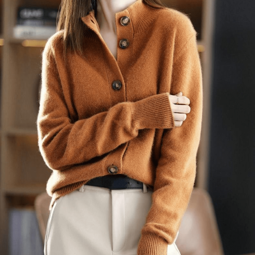 Marcy Women's Cardigan – Soft Knit with Collar, Elegant Button Closure & Comfortable Fit