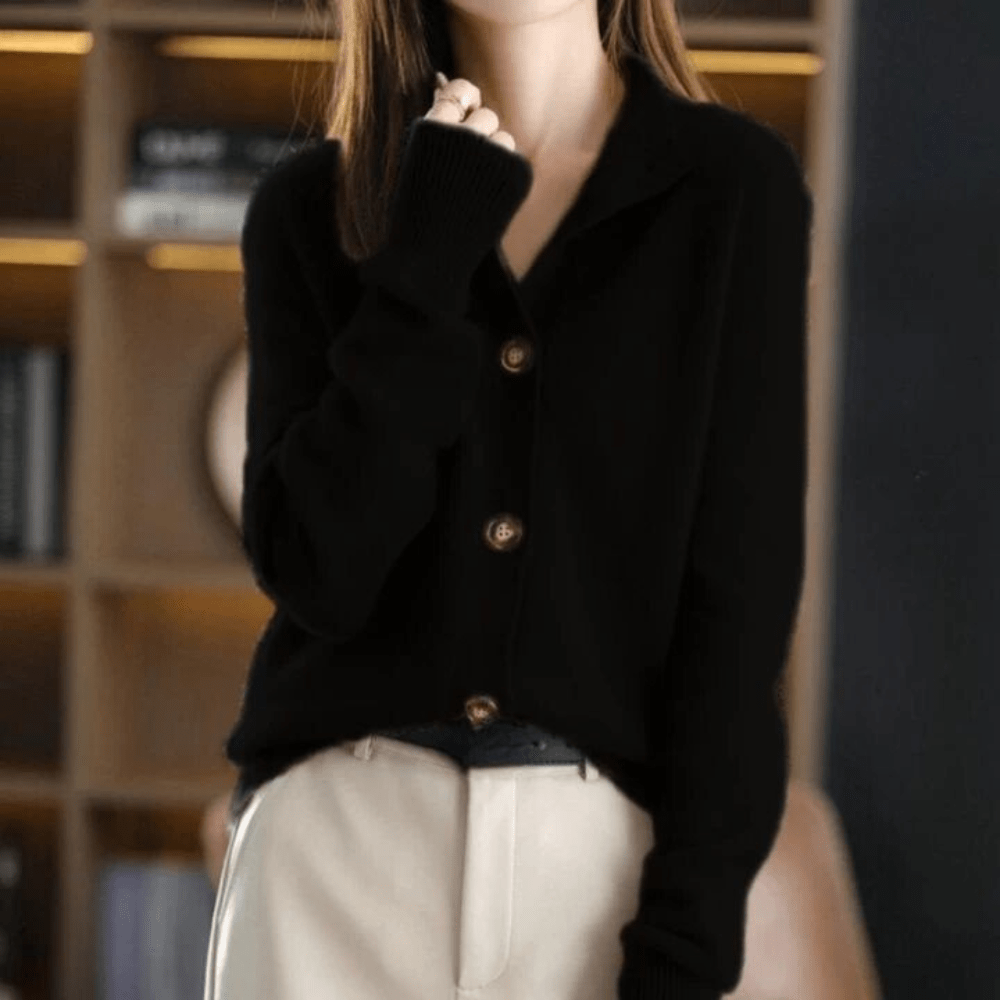 Marcy Women's Cardigan – Soft Knit with Collar, Elegant Button Closure & Comfortable Fit