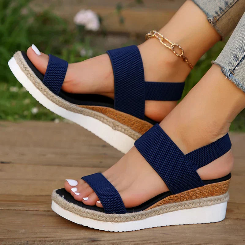 Anna Sandales à Plateau Femme – Brides Élastiques & Sandales d'Été Confortables au Look Stylé