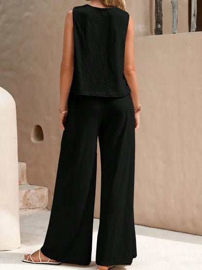 Molly Ensemble Femme Été – Tenue 2 Pièces avec Haut Décontracté et Pantalon Fluide